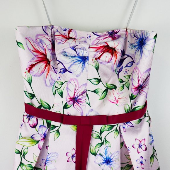 NEW Marchesa Notte Strapless Floral Gown Lilac 12 - Picture 6 of 11